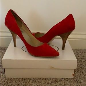 Red Suede Pumps...signs of wear on back